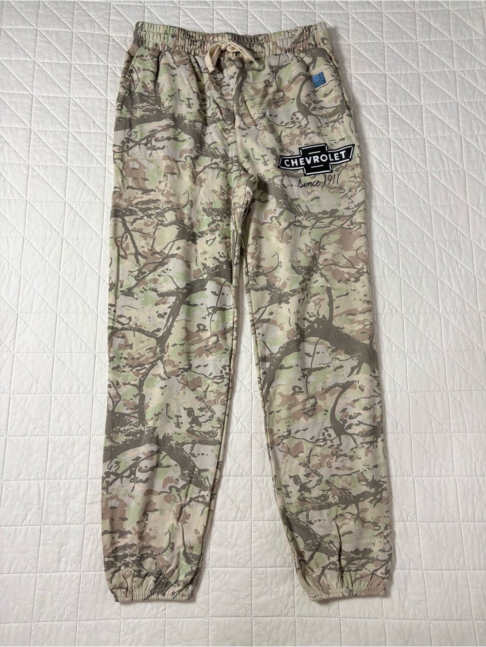 Official Chevrolet Camo Fleece Jogger Sweatpants - Olive Tan Size Medium NWOT
